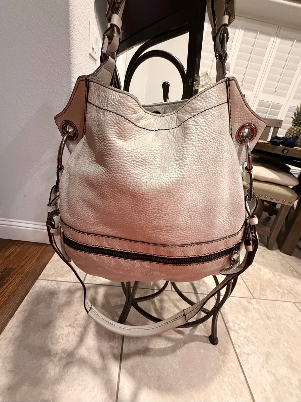 orYANY Pebbled Leather Hobo in Light Pink with Silver Hardware